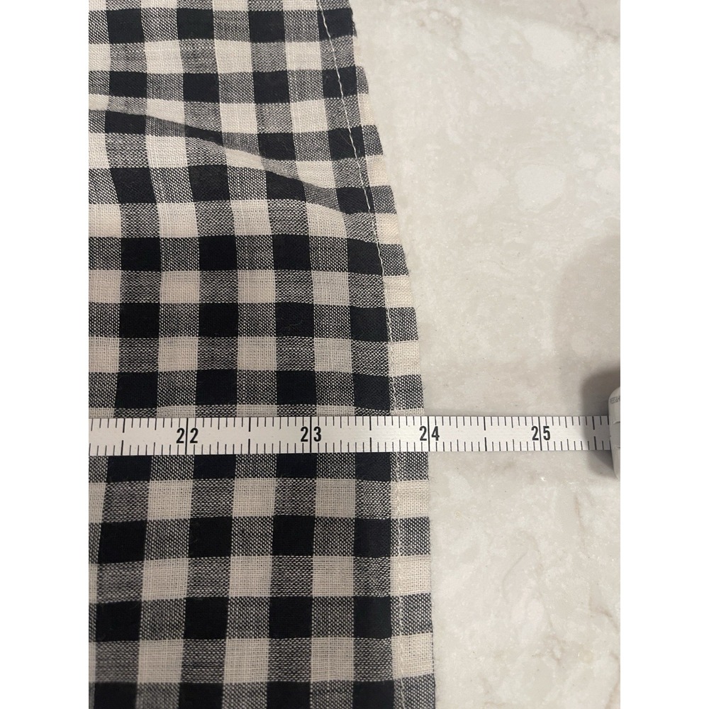 Madewell Gingham Check Tie Sleeve Blouse Black White 3/4 Bell Sleeve Top Small - Picture 5 of 6